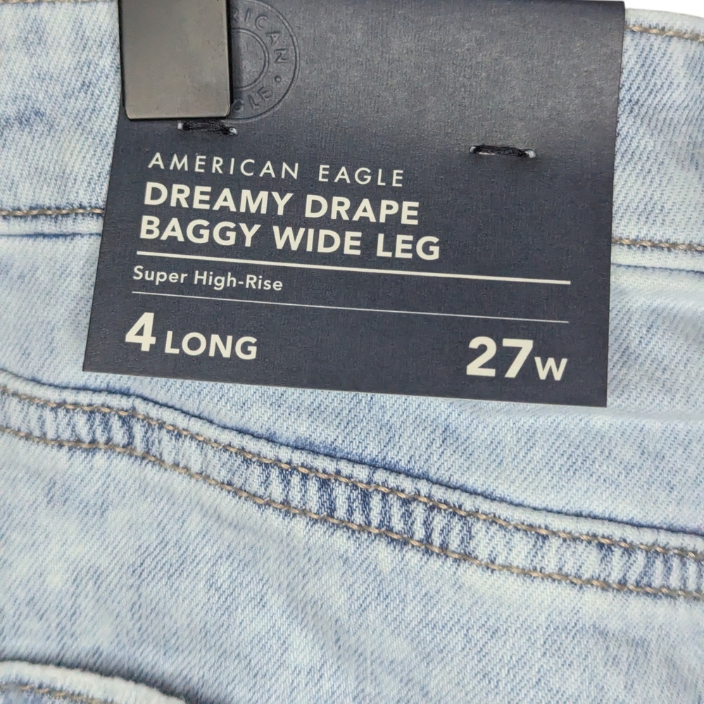 American Eagle Jeans 4 Long Dreamy Drape Baggy Wide Leg Super High Rise Stretch - Picture 13 of 16
